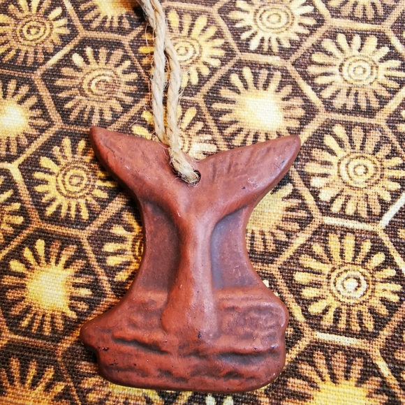 PEI Red Clay Pottery Handcrafted Whale Tail Ornament - Picture 6 of 11